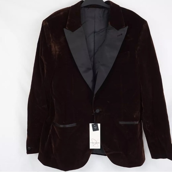 1955 NEW ~ River Island ~Navy Slim Fit Tuxedo Suit Jacket 42R - Picture 6 of 8